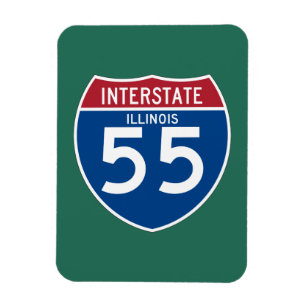 Illinois IL I-55 Interstate Highway Shield - Magnet