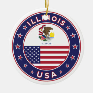 Illinois, Illinois t-shirt, Illinois sticker, Ceramic Ornament