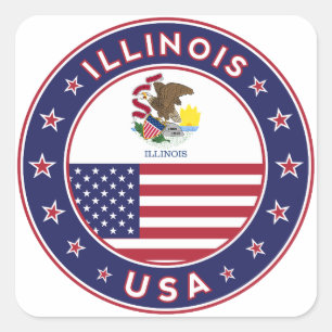 Illinois, Illinois t-shirt, Illinois sticker, Square Sticker