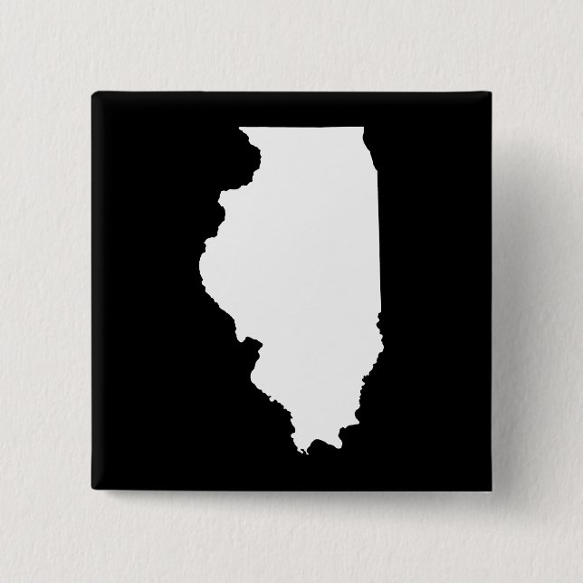 Illinois in White and Black 2 Inch Square Button (Front)