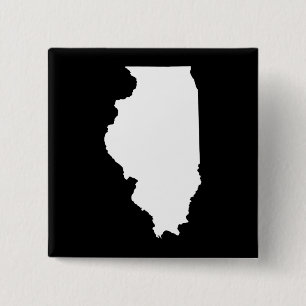 Illinois in White and Black 2 Inch Square Button