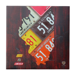 Illinois License Plate Map Ceramic Tile