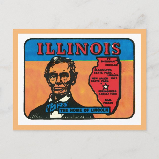 Illinois Lincoln President Vintage State  Postcard (Front)