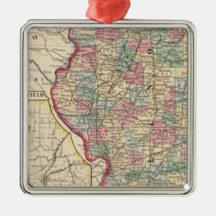Illinois Map by Mitchell Metal Ornament