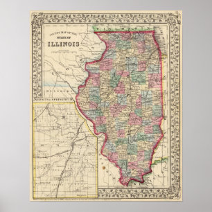 Illinois Map by Mitchell Poster