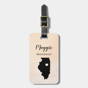 Illinois Map Luggage Tag, Wedding Party Welcome Tag