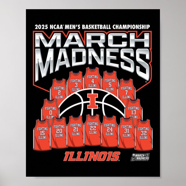 Illinois March Madness 2025 Men's Sketll Nil  Poster (Front)