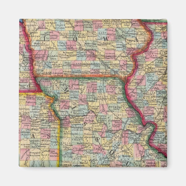 Illinois, Missouri, Iowa, Nebraska And Kansas Magnet (Front)