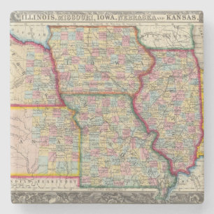 Illinois, Missouri, Iowa, Nebraska And Kansas Stone Coaster