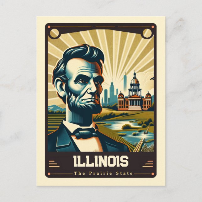 Illinois | Patriotic Spirit Vintage Postcard (Front)