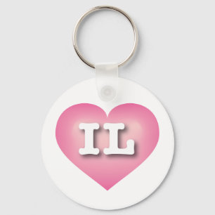 Illinois Pink Fade Heart - I love IL Keychain