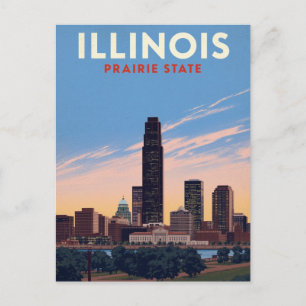 Illinois Prairie State Chicago Skyline Postcard
