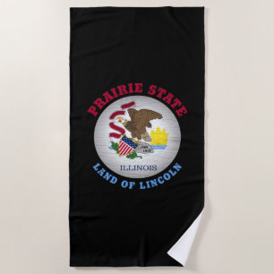 ILLINOIS PRAIRIE STATE FLAG BEACH TOWEL