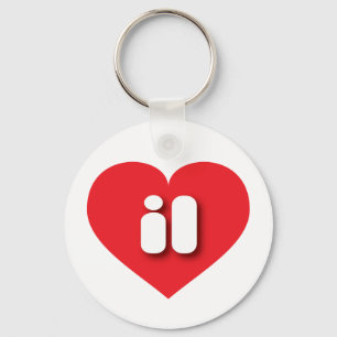 Illinois red heart - I love il Keychain