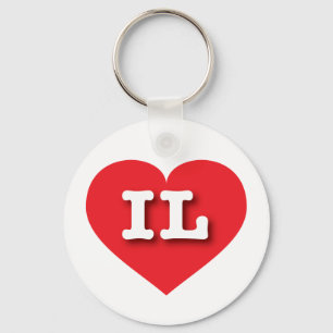 Illinois Red Heart - I love IL Keychain