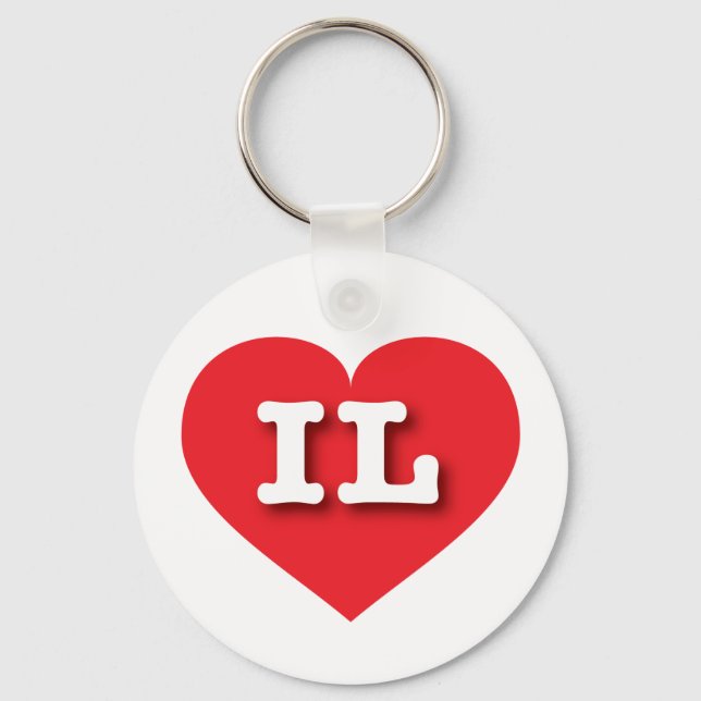 Illinois Red Heart - I love IL Keychain (Front)