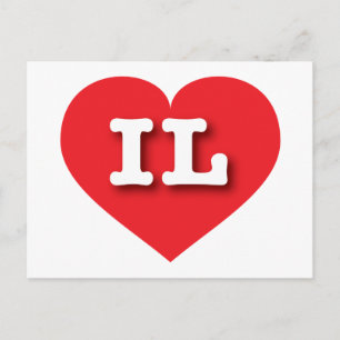 Illinois Red Heart - I love IL Postcard