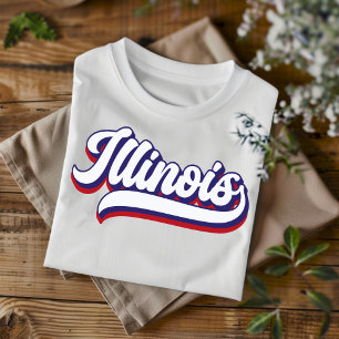 Illinois Red White and Blue Vintage Script T-Shirt
