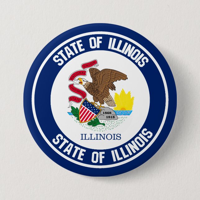 Illinois Round Emblem 3 Inch Round Button (Front)