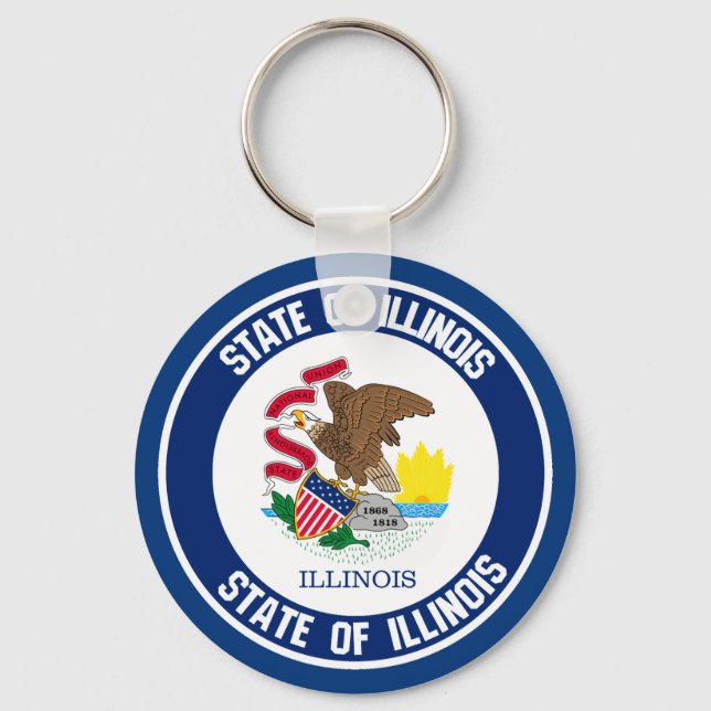 Illinois Round Emblem Keychain (Front)