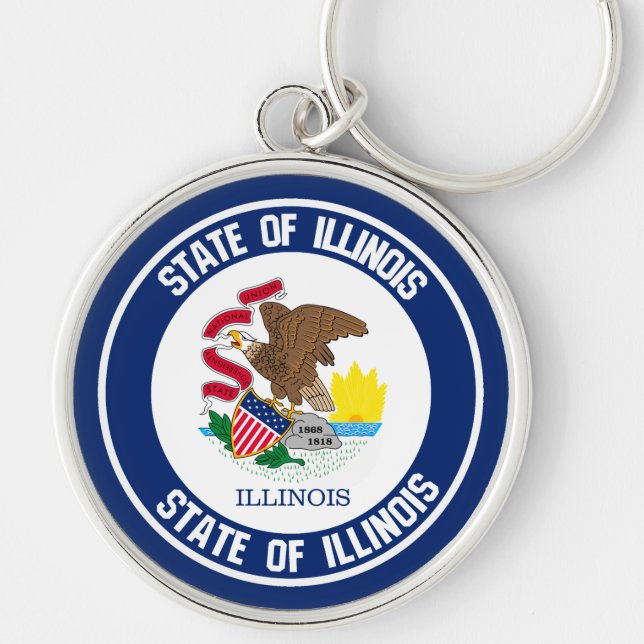 Illinois Round Emblem Keychain (Front)