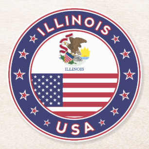 Illinois Round Paper Coaster