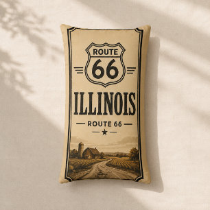 Illinois Route 66 Barn Prairie Accent Decor Lumbar Pillow
