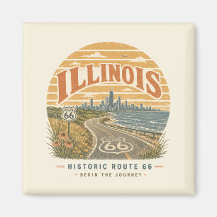 Illinois Route 66 Chicago Historic Road Trip Magnet