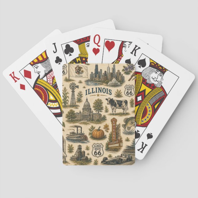 Illinois Route 66 Lucky Skyline Playing Cards (Back)