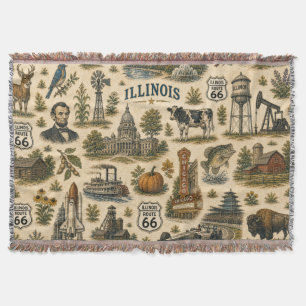 Illinois Route 66 Midwest Comfort Throw Blanket