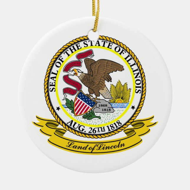 Illinois Seal Ceramic Ornament (Front)