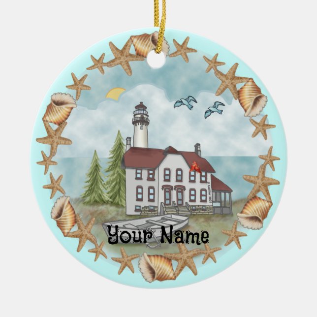 Illinois Shells Lighthouse Ornament (Front)