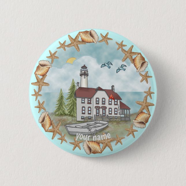 Illinois Shells Lighthouse  pin button (Front)