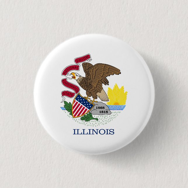Illinois State Flag 1 Inch Round Button (Front)