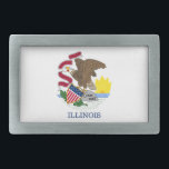 ILLINOIS STATE FLAG BELT BUCKLE<br><div class="desc">The flag of the state of Illinois consists of the seal of Illinois on a white background,  with the word "Illinois" underneath the seal.</div>