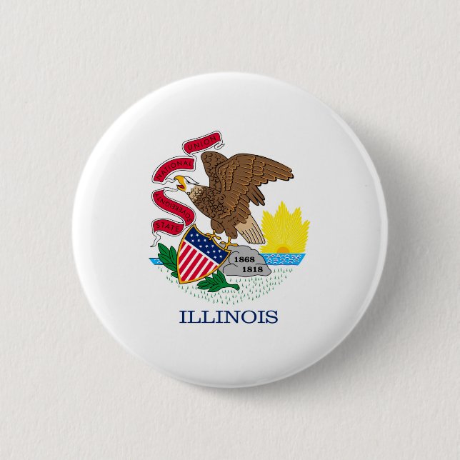 Illinois State Flag Design 2 Inch Round Button (Front)