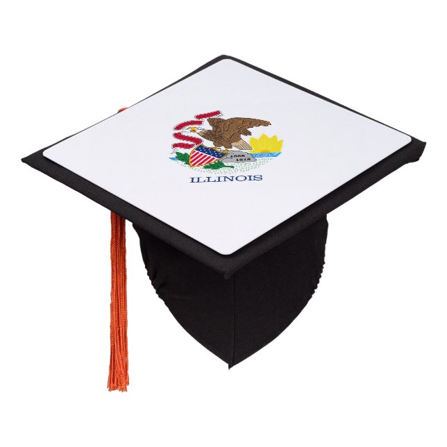 Illinois State Flag Design Graduation Cap Topper (Angled)
