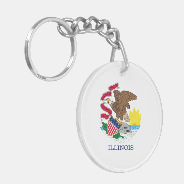 Illinois State Flag Design Keychain (Front Left)