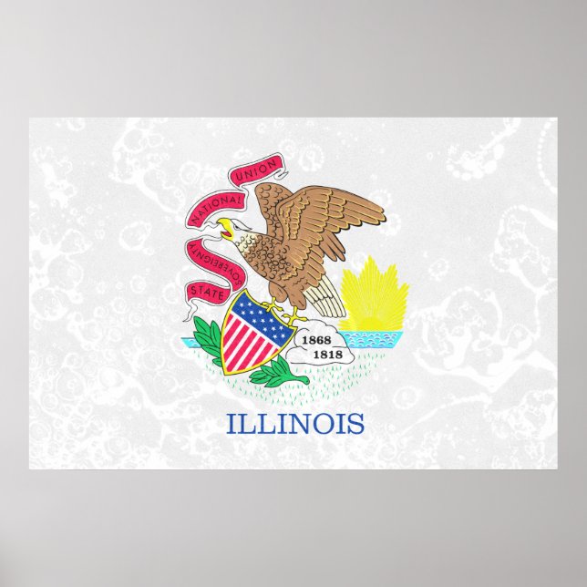 Illinois State Flag Grunge Poster (Front)