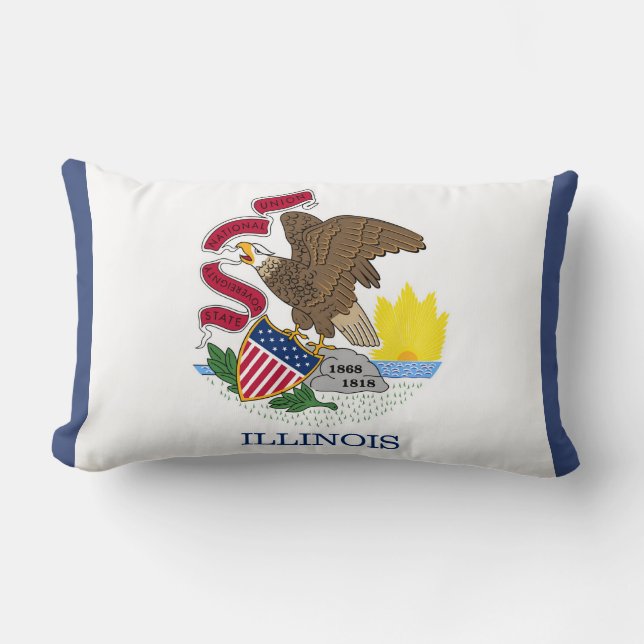 Illinois State Flag Print Patriotic Lumbar Pillow (Front)