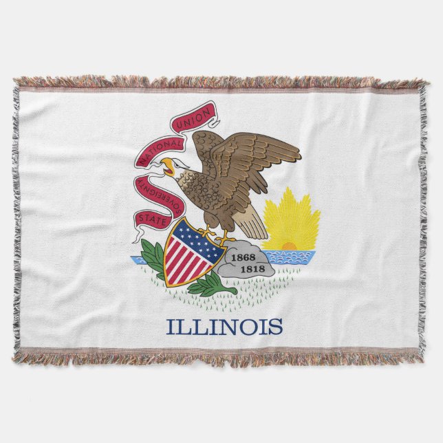 Illinois State Flag Print Patriotic Throw Blanket (Front)