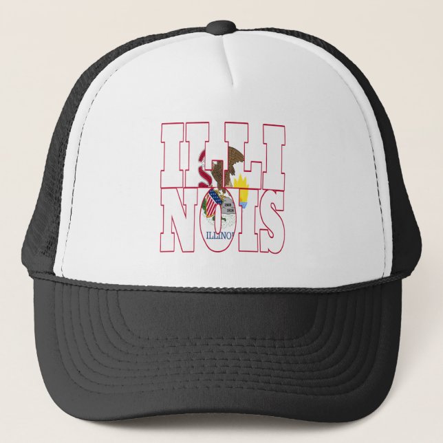 Illinois state flag text trucker hat (Front)