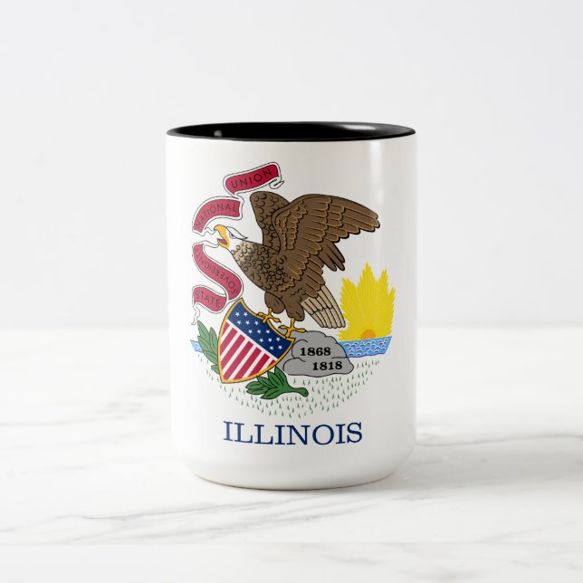 Illinois State Flag Two-Tone Coffee Mug (Center)