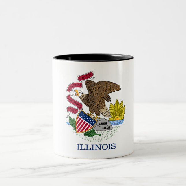 Illinois State Flag Two-Tone Coffee Mug (Center)