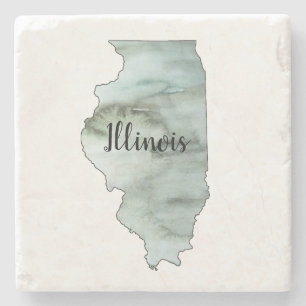 Illinois State Illustration Stone Coaster