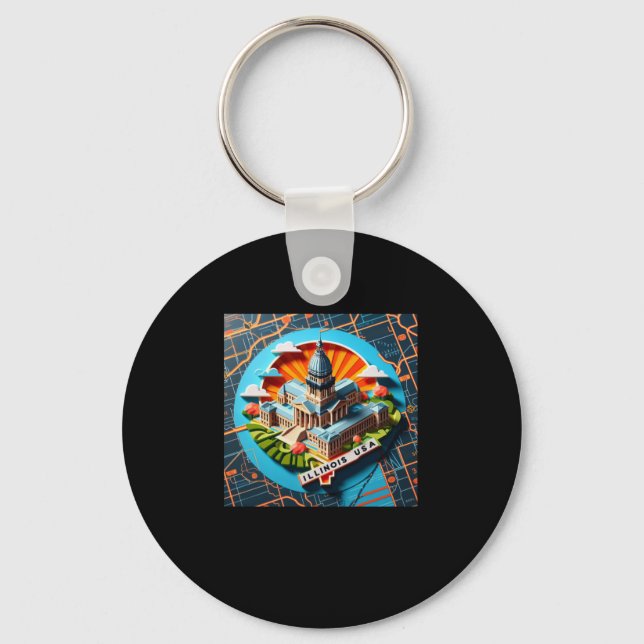 Illinois State In Usa Sticker  Keychain (Front)