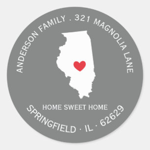 ILLINOIS State   New Home Address Label Sticker