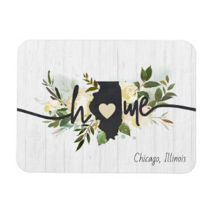 Illinois State Personalized Your Home City Rustic Magnet