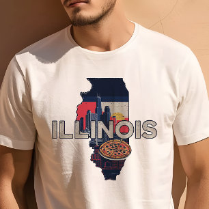 Illinois State Pride Chicago Skyline Illustration T-Shirt
