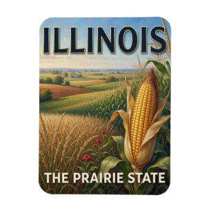 Illinois State Pride 🌽 Golden Cornfields Beneath Magnet